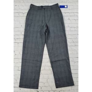 Alan Flusser Golf Pants Flat Front Gray Plaid MENS SIZE 31X30